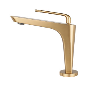 Золотой смеситель на умывальник с латуни Nett DG-21 фото