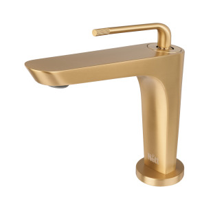 Золотой смеситель на умывальник с латуни Nett DG-21 фото