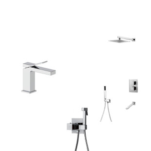 Комплект хромованого змішувача для умивальника, душової системи та гігієнічного душу Nett UH-51 + TSH-521 + Gappo G7207-40 фото