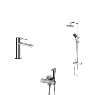 Комплект душова система з термостатом, змішувач на раковину та гігієнічний душ Nett SSH-24 + VH-22 + Gappo G7290 фото