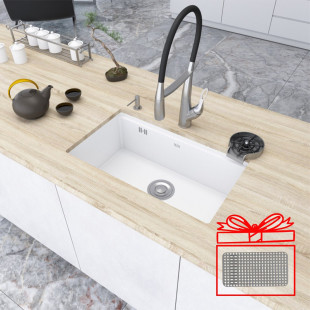 Белая мойка на кухню под столешницу 1 мм из нержавейки Nett NW-7042 фото