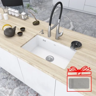 Белая мойка на кухню под столешницу 1.5 мм из нержавеющей стали Nett NW-7042 фото