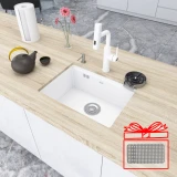 Кухонная мойка белая под столешницу 1.5 мм из нержавеющей стали Nett NW-5742