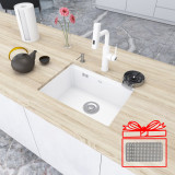 Кухонна мийка біла під стільницю 1 мм з нержавійки Nett NW-5742