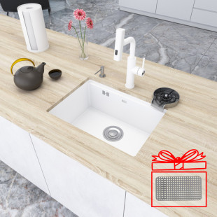 Кухонная мойка белая под столешницу 1 мм из нержавейки Nett NW-5742 фото