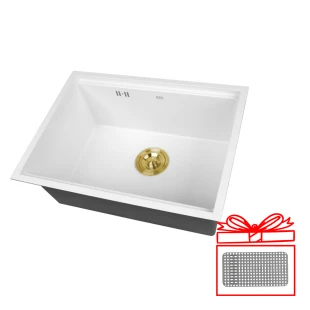 Біла мийка на кухню під стільницю з нержавіючої сталі Nett NW-5742 фото