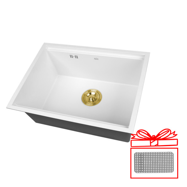 Біла мийка на кухню під стільницю з нержавіючої сталі Nett NW-5742 фото