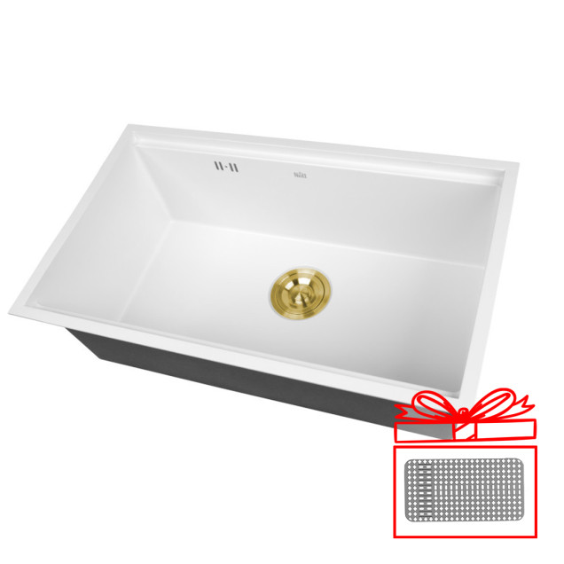 Мийка під стільницю біла з нержавіючої сталі 1.5 мм Nett NW-7042 фото