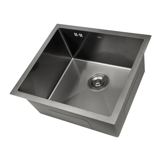 Уцінена чорна мийка для кухні с декором нержавіюча під стільницю Nett NВS-5045 фото