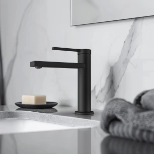 Черный смеситель для умывальника Nett VB-22 фото