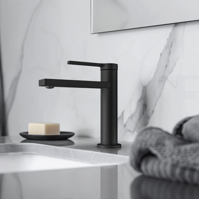 Черный смеситель для умывальника Nett VB-22 фото