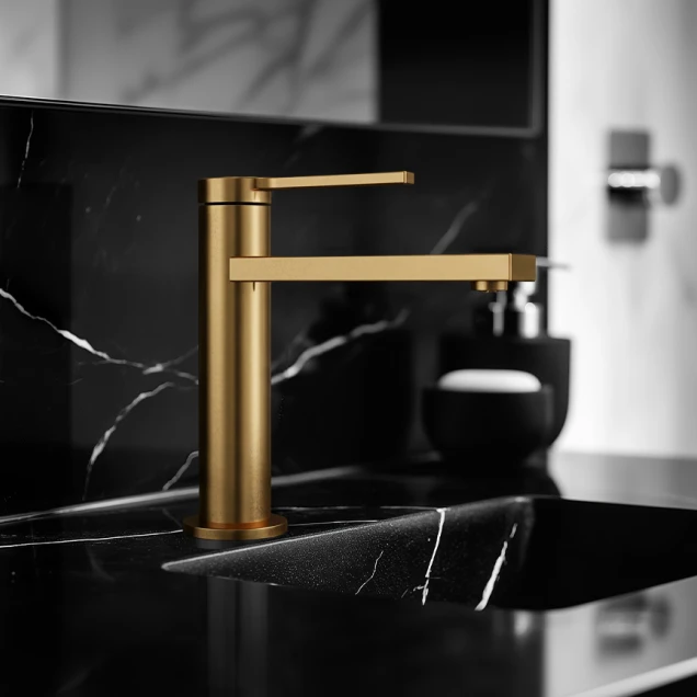 Змішувач для раковини золотий VG-22 фото