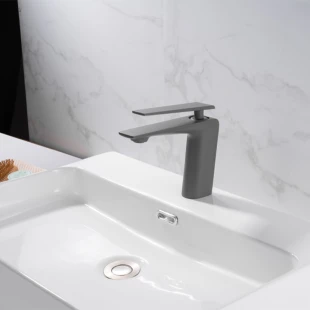 Кран с PVD покрытием графит на раковину Nett ZGr-33  фото