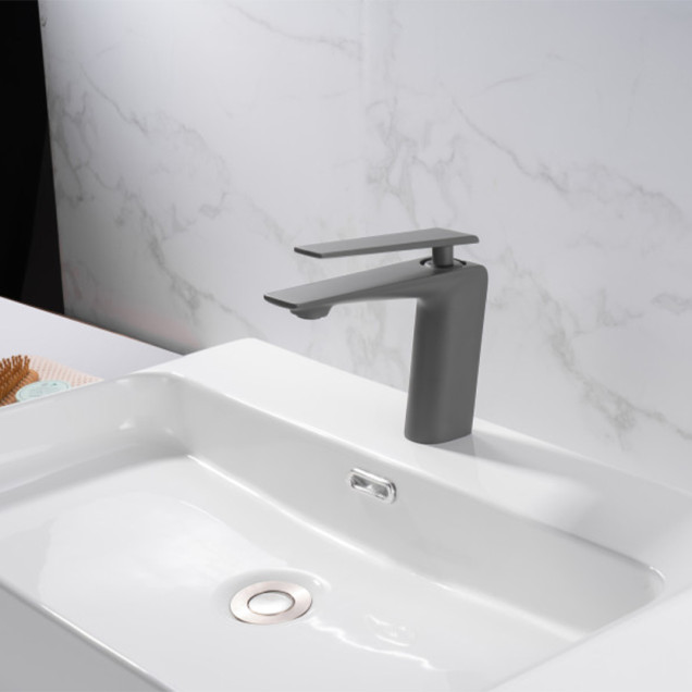 Кран з PVD покриттям графіт на раковину Nett ZGr-33 фото