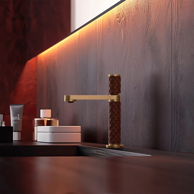 Дизайнерський змішувач з нержавіючої сталі на умивальник Nett OGBr-24 фото