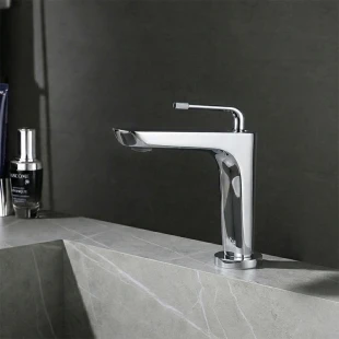 Хромированный смеситель на раковину Nett DH-21 фото