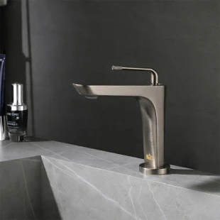 Смеситель для умывальника с PVD покрытием графит Nett DGr-21 фото