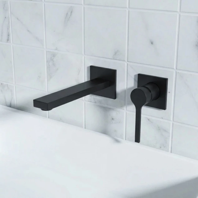 Чорний змішувач для умивальника прихованого монтажу Nett QB-22 фото